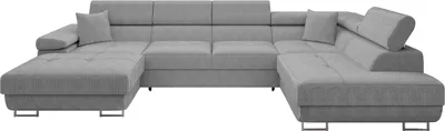 Produktbild von MIRJAN24 Wohnlandschaft Torezio Bis Cord, Stilvoll Eckcouch mit Bettkasten und Schlaffunktion, Einstellbare Kopfstützen, 346x203x70-90 cm (Farbe: Poso 110, Seite: Rechts)