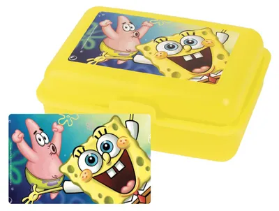 Brotdose mit Trennwand, Spongebob-Motiv, 17,5 x 12,8 x 6,9 cm, gelb