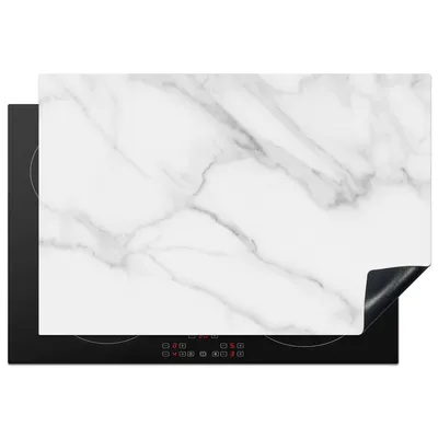 Obrázok produktu pre KitchenYeah® Kryt varnej dosky mramor - štruktúrovaný - biely - sivý - kameň - mramorový vzhľad, 77x51cm, kuchynská dekorácia, keramický kryt varnej dosky, kryt varnej dosky