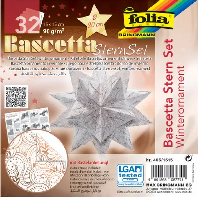 Image de folia Dépliants Bascetta-étoile 150 x 150 mm 90 g/qm 32 feuilles blanc imprimé