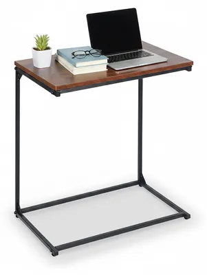 Beistelltisch U-Form, verstellbar, 66x55x35 cm, Laptoptisch, schwarz-braun