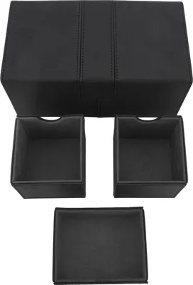Obrázok produktu pre Box na karty s 3 zásuvkami veľkokapacitný Magnetické zatváranie Úložný priestor na hry zPolyuretánkože viac ako 200 kariet čierny.