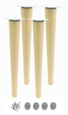 Obrázek produktu pro 4 ks Dřevěné bukové nohy 40 cm – surové, jednoduché, s upevněním – nábytek, DIY projekty