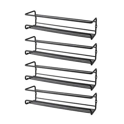 Produktbild von MODFU Gewürzregal Wand 4-Teiliges Metall Gewürzhalter, Schwarz Gewürzregal Hängend Ohne Bohren Schranktür, Gewürzregal Innenschrank Küchenschrank Küchenregal Wand Hängend Spice Rack