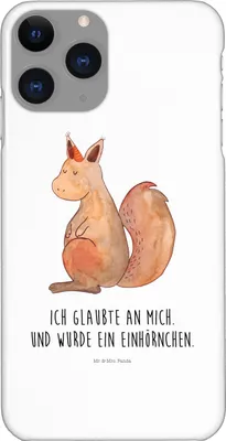 Produktbild von Mr. & Mrs. Panda Iphone 11 Pro Handyhülle Einhorn Glauben - Weiß - Geschenk, Eichhörnchen, Einhörnchen, Unicorn, Premium Kunststoff, Einhörner, Handy Case, Eichhorn