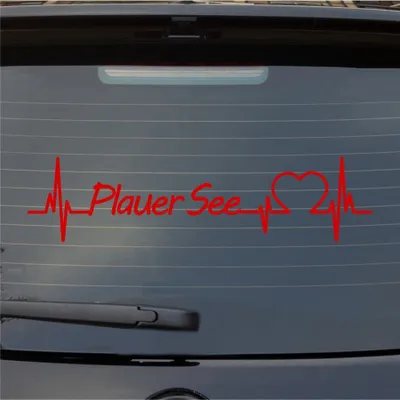 Produktbild von Heckscheibenaufkleber Plauer See Herzschlag Puls See Sea Liebe 55x14 cm Rot Auto Aufkleber Sticker