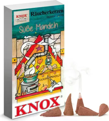 Imagen del producto de Velas aromáticas KNOX, sabor a almendras tostadas, con aroma a almendras caramelizadas. Dimensiones: 6,5 x 12 x 2,2 cm. Producto nuevo
