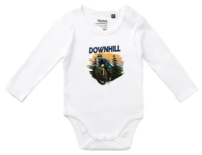 Produktbild von Huuraa Baby Body Downhill Bike 74 White  Baumwolle Fairtrade Langarmbody Geschenkidee