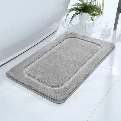 Image de Tapis de bain Tapis de sol antidérapant Absorbant l'eau Ultra doux Lavable en machine pour baignoire, douche 19.69 × 31.50 pouces,Gris