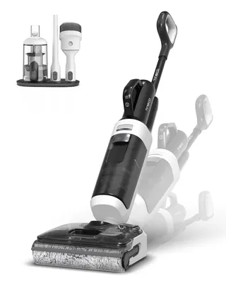 A Tineco Floor ONE Switch S6 wet dry vacuum cleaner is shown on a white background, with a smaller inset image of accessories.