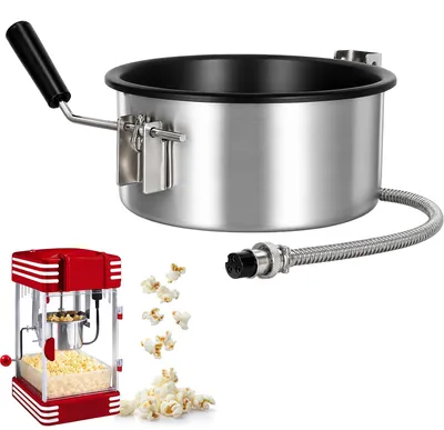 Imagen del producto de Recipiente de acero inoxidable de repuesto para máquina de palomitas, con asa y soporte, 1 unidad, para la cocina