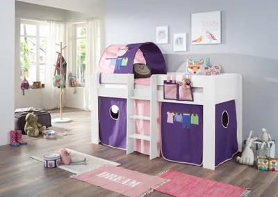 Produktbild von Relita Halbhochbett ANDI Liegefläche 90 x 20 cm Nachbildung weiß inkl. Vorhang, Tasche und 1-er Tunnel; BH1684117+TX5002087+TX5072087+TX5032087