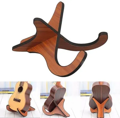Produktbild von Houten Ukulele-Ständer - Vouwbare Boden-Ständer - Stabiler Platzieren und Schutz für Ukulele - Raumsparend und leicht zu falten