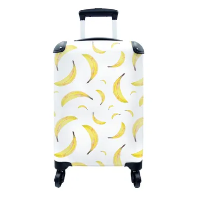 Produktbild von MuchoWow® Koffer Handgepäck Trolley Rollkoffer Kleine Reisekoffer mit 4 Rollen - Bananen - Obst - Gelb - Cabin Size < 55x40x23 cm & 55x40x20 cm - Fotokoffer - Kabinenkoffer - Boardgepäck - Reise-Box - Reisekoffer - Reisegepäck - Koffer mit Bild - Trolley für Kinder