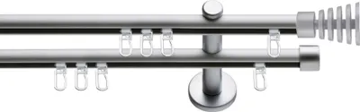 Produktbild von SN Deco Gardinenstange Innenlauf Gap, 19 mm, 2-läufig, Stahl, Komplett-Set mit Ringen, Profilträger, 480 cm, chrom matt