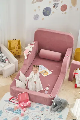 Productafbeelding van Hanah Home, hoogwaardig kinderbed van 100% ribfluweel, roze, 90x90x210 cm