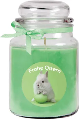 Produktbild von Frohe Ostern Duftkerze im Bonbonglas - viele Motive zur Auswahl, - Brenndauer bis zu 110 Std