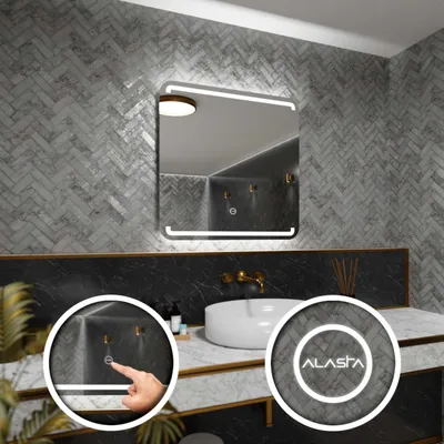 Produktbild von Badspiegel mit LED Beleuchtung und Touch-Schalter - Milan - 50 cm, 50 cm