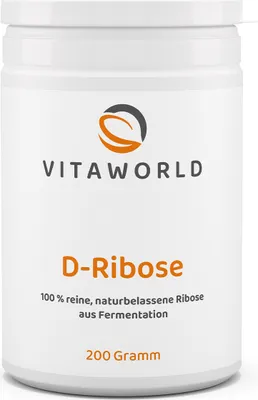 Obrázok produktu pre Vitaworld D-Ribóza v prášku | 200 g | 100 % čistá prírodná ribóza z fermentácie | bez prísad | vegánska