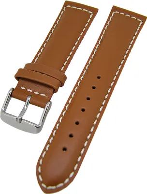 Produktbild von Uhrenarmband Kalbslederband Hellbraun mit dicker Naht gepolstert 20mm