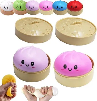 Obrázok produktu pre Antistresová hračka na stláčanie Fidget Squishy – Hračka na zmiernenie stresu – Senzorická hračka Fidget – Ružovo-fialová Squishy Dumpling