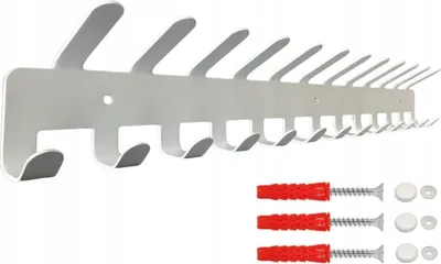 Produktbild von Weiß Garderobenhaken aus Stahl - 25 Haken - 72,5 cm- Kleiderhaken Wand