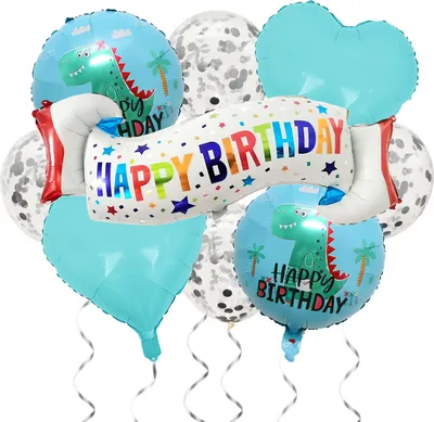 Produktbild von Oblique Unique Happy Birthday Geburtstag Dino Party Deko Set - Folien Ballons + Konfetti Luftballons für Kinder Geburtstag