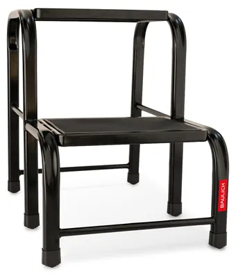 Image de Baulich | Échelle en acier - Tabouret-plateforme - Noir - 2 marches - Capacité de charge de 150 kg - Antidérapante - 37 x 46 x 50 cm