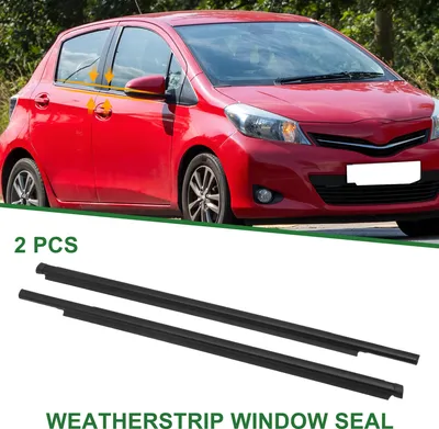 Image de Joint D'Étanchéité De Fenêtre, Bande De Joint De Garniture De Fenêtre, Pour Toyota Yaris 2007-2016, PVC, Arrière Gauche Et Droit, No.6818052130/6823052130, Noir, 2 Pièces