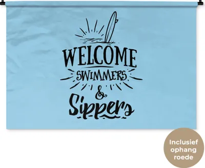 Produktbild von MuchoWow® Wandteppich Wandbehang Schwimmen - Surfen - Sommer - Sprichwörter 120x80 cm Tapisserie Dekoration Wandtuch - Wanddekorationen - Wandtücher