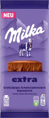 Image de Milka EXTRA Lait des Alpes tablette de chocolat texture tendre paquet 190g