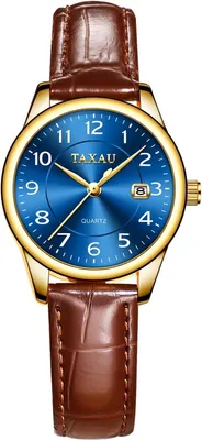 Produktbild von Damen-Quarzuhr mit Lederarmband – Klassische Business-Uhr – Wasserdichte Damenuhr mit Datumsanzeige