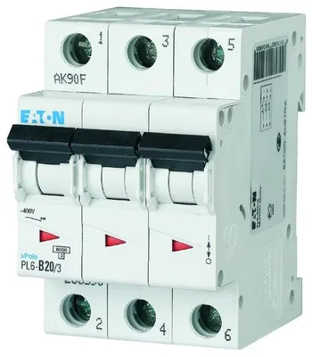 Obrázok produktu pre Nadprúdový istič 3P D 20A 6kA AC 286614 Eaton