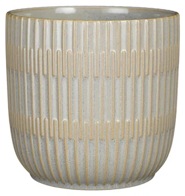 Produktbild von Mica Decorations Blumentopf - Keramik - hellgrau - gestreift - 19x18cm