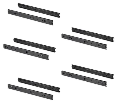 Immagine prodotto di Set 5 Coppie Guide a Sfera per Cassetti 45x600 mm in Acciaio Emuca Nero