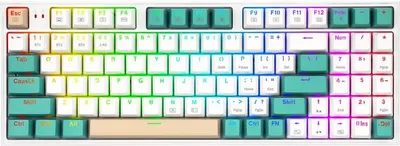 Zdjęcie produktu dla REDRAGON K643GWC-RGB-PRO Veigar Pro, Przewodowy i Bezprzewodowy, USB + RF Wireless + Bluetooth, Mechaniczna, Biały, Zielony
