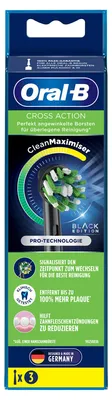 Produktbild von Oral-B CrossAction Aufsteckbürsten, schwarz, 3 Stück, 3 Stück(e), Schwarz, 3 Monat( e), CleanMaximiser, Oral-B, Karton mit Aufhänger