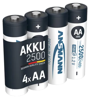 Produktbild von ANSMANN Akku AA 2500mAh Mignon NiMH 1,2V - 1000x wiederaufladbar (4 Stück)