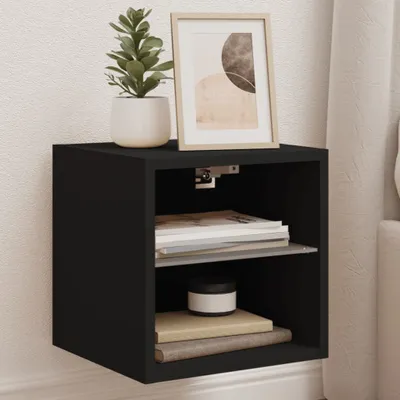 Produktbild von TV-Wandschrank mit LED-Leuchten Schwarz 30x28,5x30 cm , Kommoden 2024 Neu