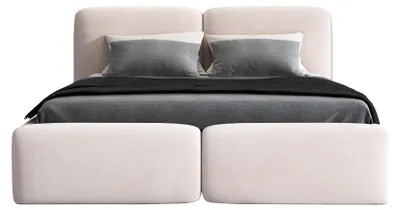 Produktbild von Polsterbett WOLKE 140x200 mit Matratze und Bettkasten. Farbe: Beige.