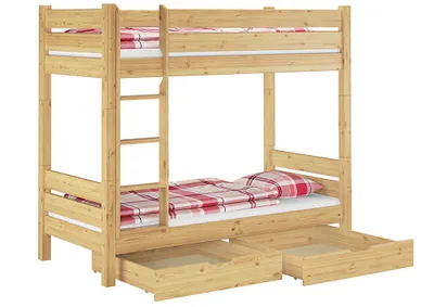 Produktbild von Teilbares Etagenbett 90x200 Kiefer Massiv Nische 100 Zubehör wählbar V-60.16-09 T100Rollrost. Matratzen und Doppelbettkasten inkl.