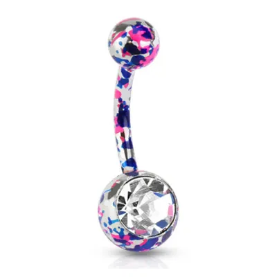 Produktbild von Taffstyle Bauchnabelpiercing Bauchnabelpiercing Lila Pink Farbkleckse mit klaren Kristall