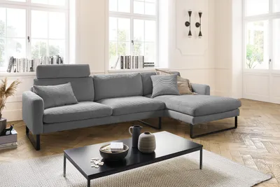 Produktbild von KAWOLA Sofa RICARDA Ecksofa Cord grau Recamiere rechts