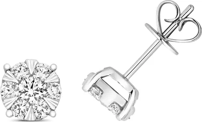 Produktbild von Atemberaubende 18 Karat (750) Weißgold Damen - Diamant Paar Ohrstecker Brillant-Schliff 0.66 Karat GH - SI1 - 7mm*7mm; TRS21072