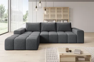 Produktbild von Moebelfest Lusso Ecksofa L-Form Linksseitig Dunkelgrau Teddy-Bouclé