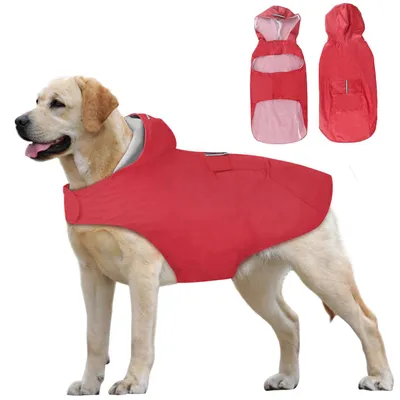 Regenponcho für Hunde, wasserdicht, reflektierend, mit Kapuze