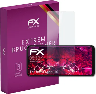 Produktbild von atFoliX FX-Hybrid-Glass Displayfolie kompatibel mit Tecno Spark 10 Glasfolie