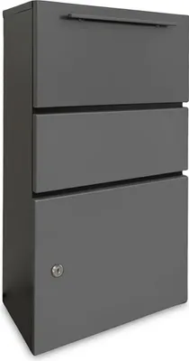 Image de Boîte à colis Relaxdays, fente d'introduction, 4 clés, dimensions : 82 x 44 x 22 cm, fer, boîte à colis autoportante, gris foncé