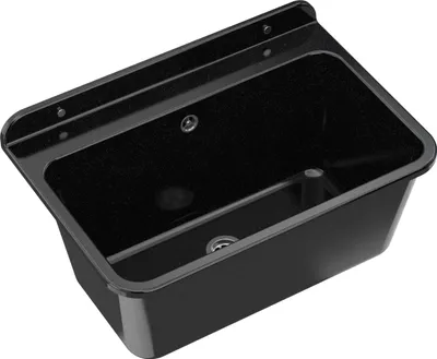 Produktbild von Ausgussbecken für Garage Keller Werkstatt und Waschküche, Universal Waschtrog mit Siphon, Waschbecken Wandmontage, Modell 1, Schwarz