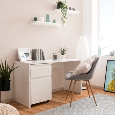 Zdjęcie produktu dla Homestyle4u Biurko biały kontener biurowy Biurko komputerowe Biuro